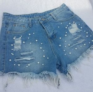 Vtg 80's high rise embellished cut offs